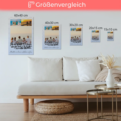 Personalisiertes Fotoboard Poster Magnetisch mit 3 Fotos Du bist für mich die Welt
