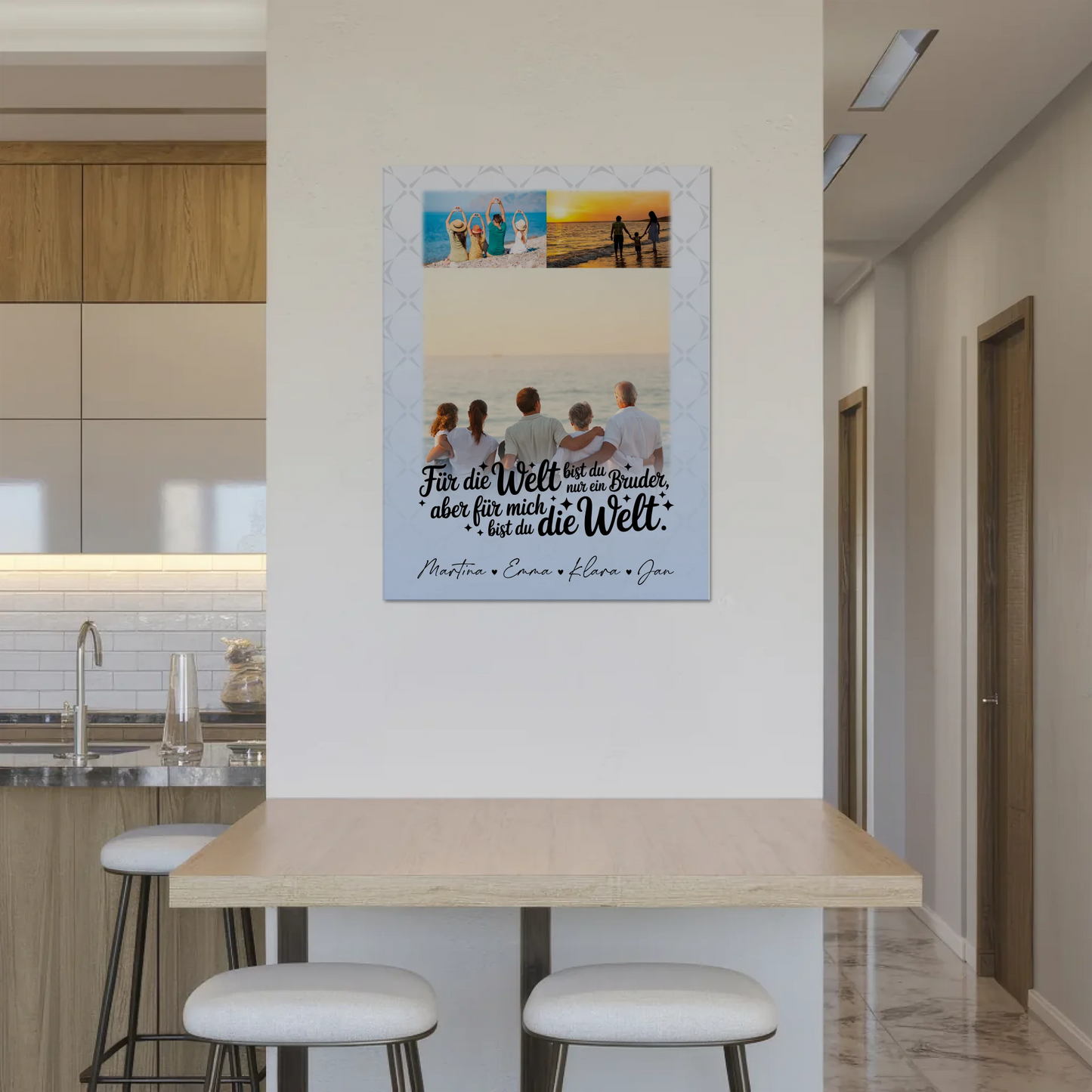 Personalisiertes Fotoboard Poster Magnetisch mit 3 Fotos Du bist für mich die Welt
