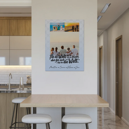 Personalisiertes Fotoboard Poster Magnetisch mit 3 Fotos Du bist für mich die Welt