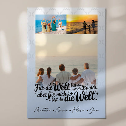 Personalisiertes Fotoboard Poster Magnetisch mit 3 Fotos Du bist für mich die Welt