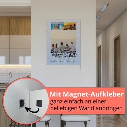 Personalisiertes Fotoboard Poster Magnetisch mit 3 Fotos Du bist für mich die Welt