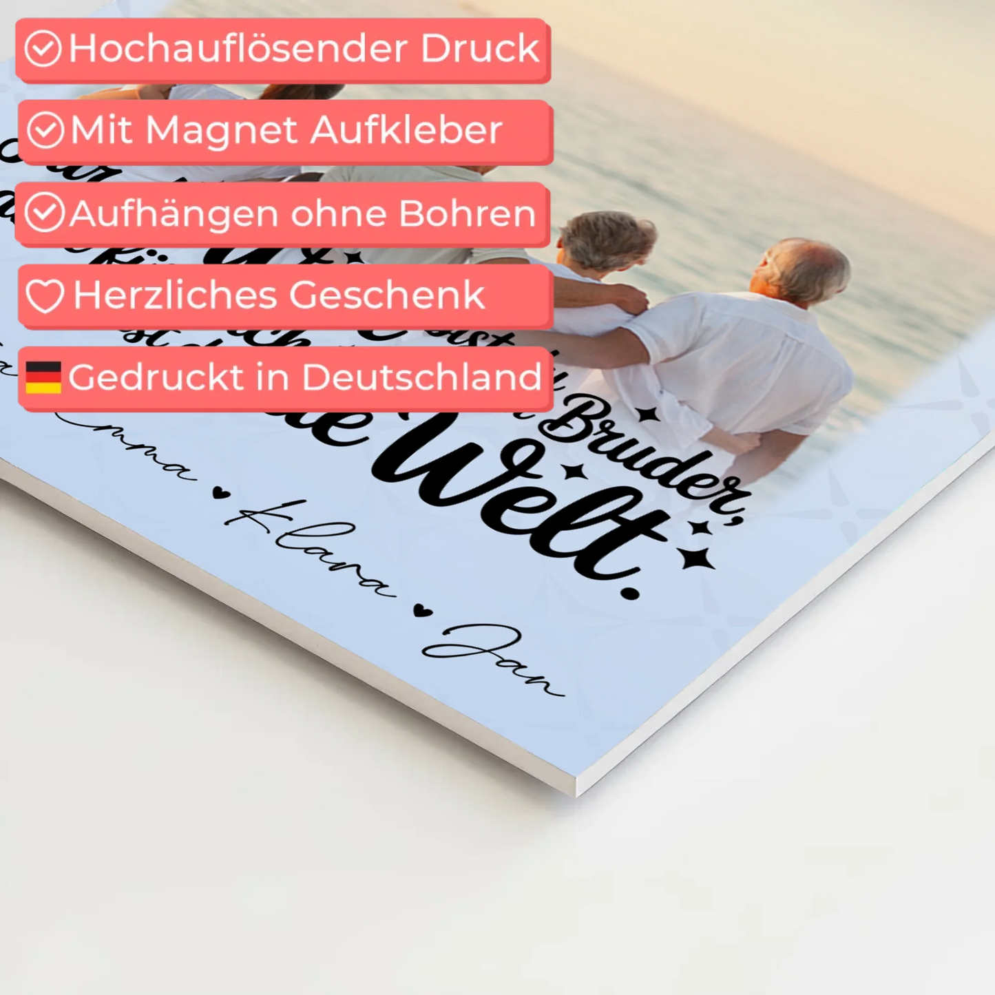 Personalisiertes Fotoboard Poster Magnetisch mit 3 Fotos Du bist für mich die Welt