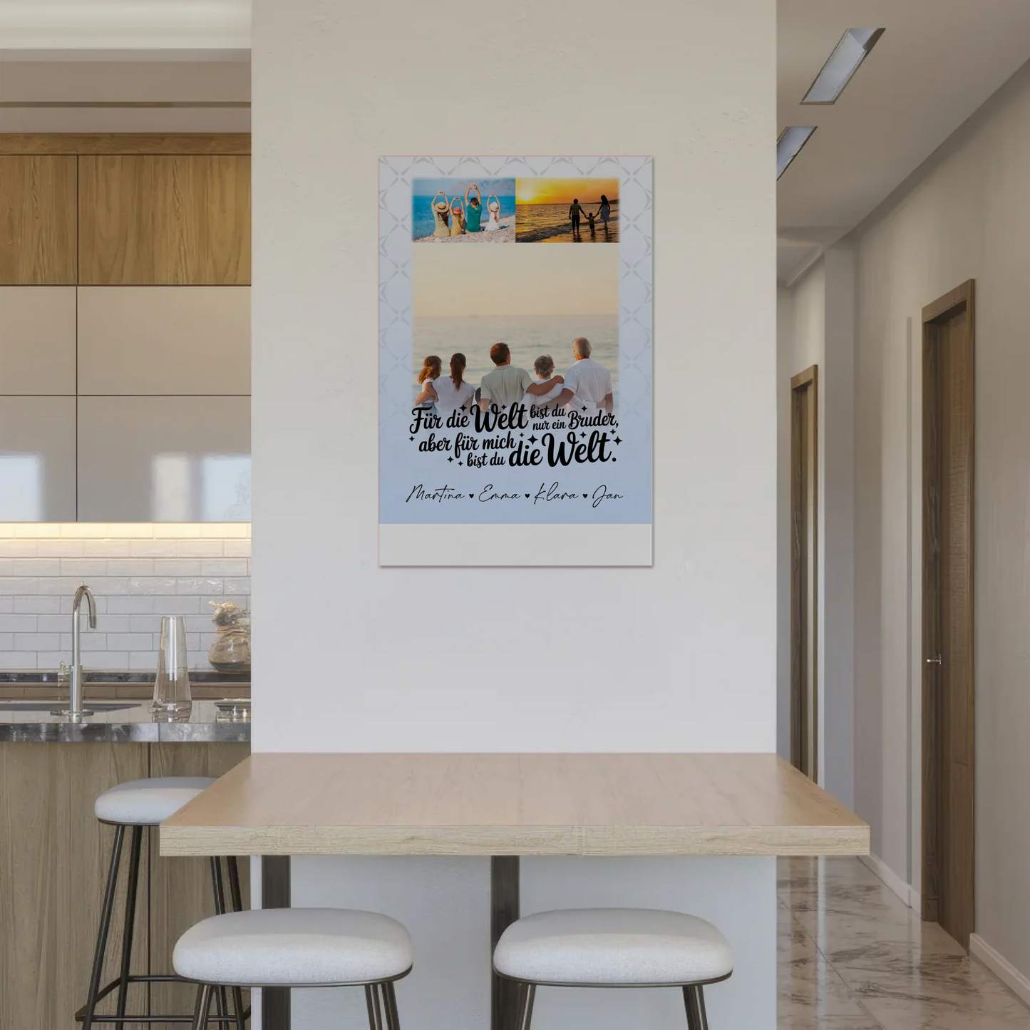 Personalisiertes Fotoboard Poster Magnetisch mit 3 Fotos Du bist für mich die Welt