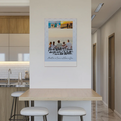 Personalisiertes Fotoboard Poster Magnetisch mit 3 Fotos Du bist für mich die Welt