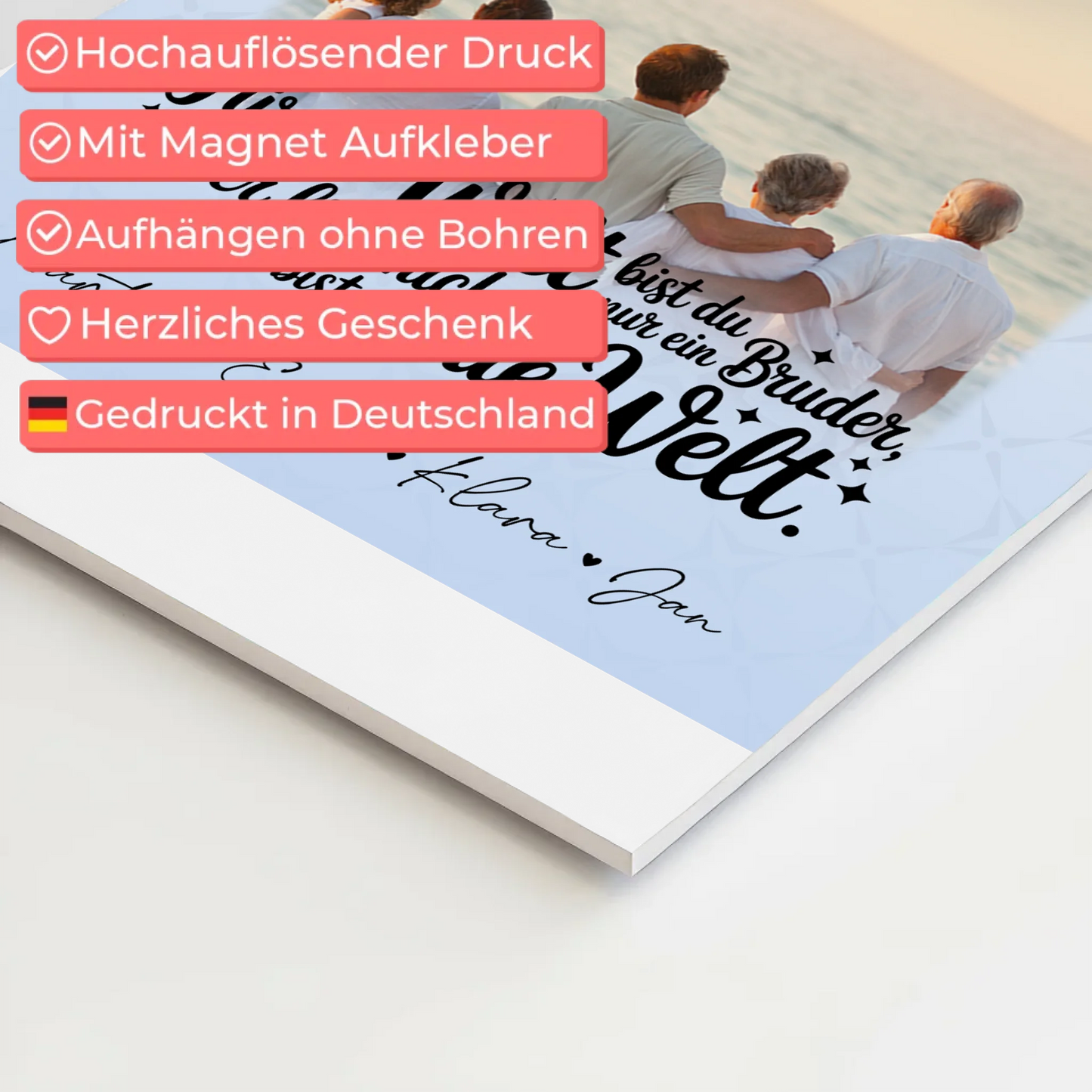 Personalisiertes Fotoboard Poster Magnetisch mit 3 Fotos Du bist für mich die Welt
