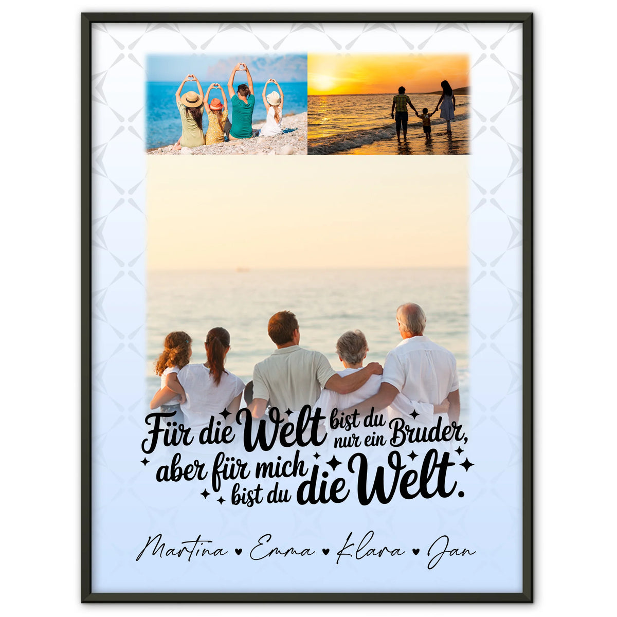 Bruder Poster Personalisiert mit 3 Fotos Du bist für mich die Welt Geschenk
