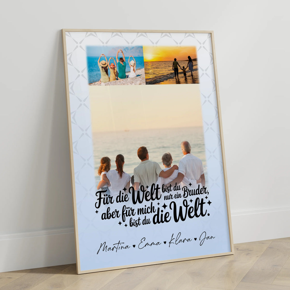 Bruder Poster Personalisiert mit 3 Fotos Du bist für mich die Welt Geschenk