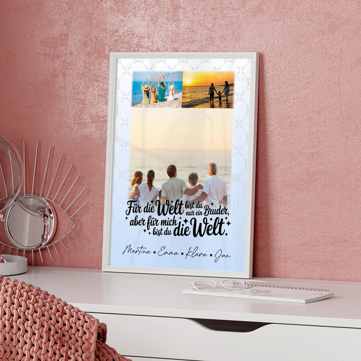 Bruder Poster Personalisiert mit 3 Fotos Du bist für mich die Welt Geschenk