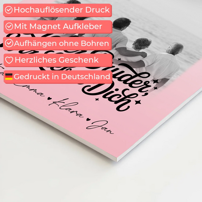 Personalisierter Fotoboard Magnet Poster mit 3 Fotos und Herzmotiv für Bruder Schwarz-Weiß 10