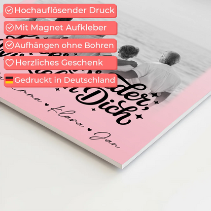 Personalisierter Fotoboard Magnet Poster mit 3 Fotos und Herzmotiv für Bruder Schwarz-Weiß