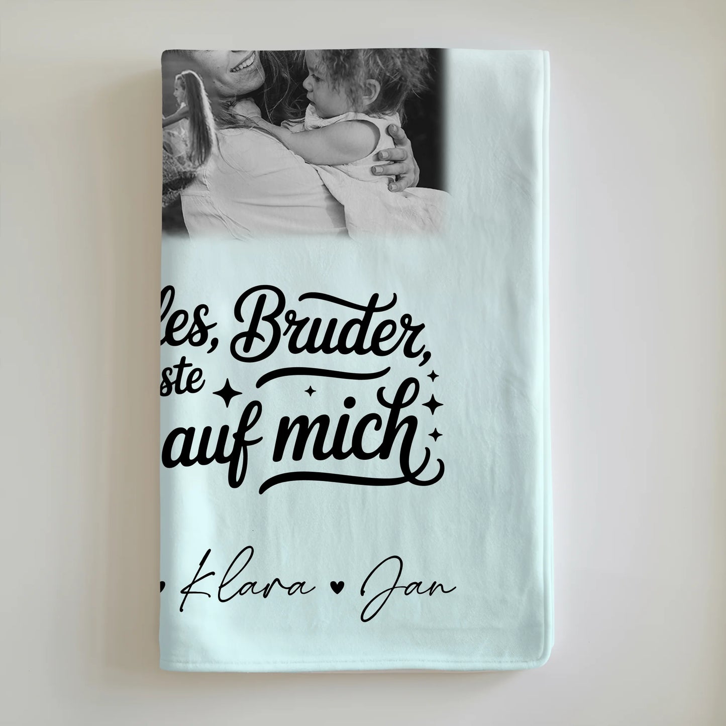 Decke Mit Namen 8 Fotos und 1 Herz Foto Danke Bruder Bier geht auf mich Schwarz-Weiß Personalisiertes Geschenk 6