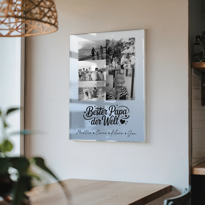 Personalisierte Acrylglas Mit Foto 9 Fotos Bester Papa Der Welt Schwarz-Weiß Geschenk