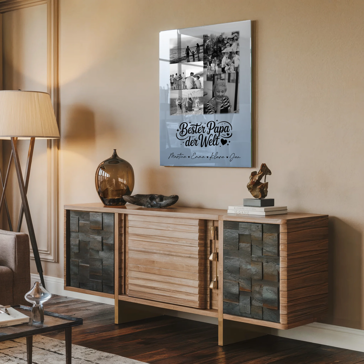 Personalisierte Acrylglas Mit Foto 9 Fotos Bester Papa Der Welt Schwarz-Weiß Geschenk