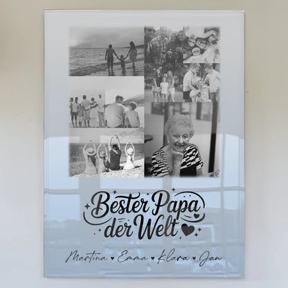 Personalisierte Acrylglas Mit Foto 9 Fotos Bester Papa Der Welt Schwarz-Weiß Geschenk