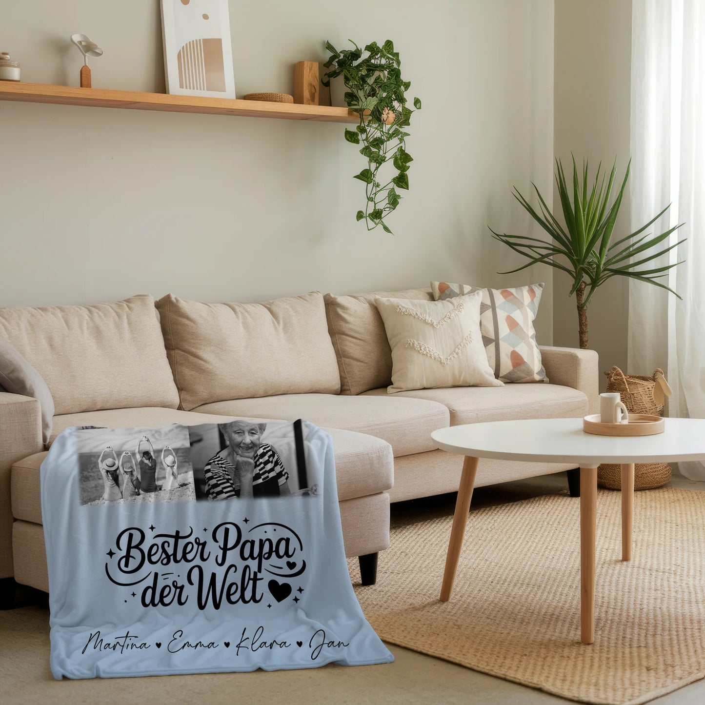 Personalisierte Kuscheldecke Mit Namen 9 Fotos Bester Papa Der Welt Schwarz-Weiß 4