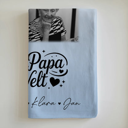 Personalisierte Kuscheldecke Mit Namen 9 Fotos Bester Papa Der Welt Schwarz-Weiß 6