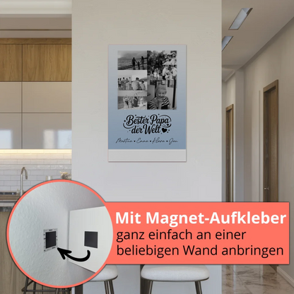 Personalisiertes Fotoboard Magnet Poster mit 9 Fotos Bester Papa Der Welt Schwarz-Weiß 5