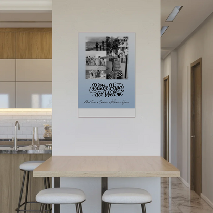 Personalisiertes Fotoboard Magnet Poster mit 9 Fotos Bester Papa Der Welt Schwarz-Weiß 2