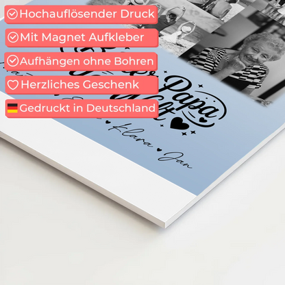 Personalisiertes Fotoboard Magnet Poster mit 9 Fotos Bester Papa Der Welt Schwarz-Weiß 4