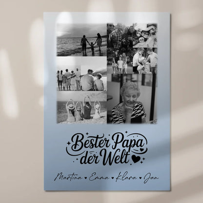 Personalisiertes Fotoboard Magnet Poster mit 9 Fotos Bester Papa Der Welt Schwarz-Weiß 7