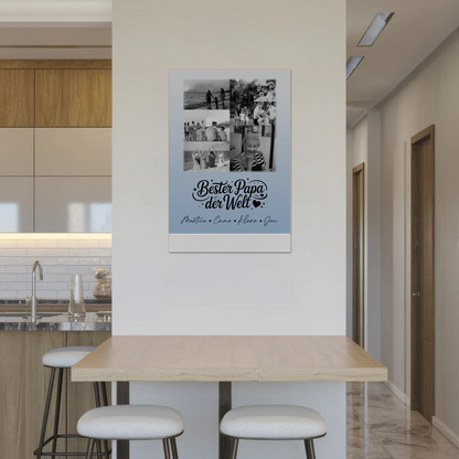 Personalisiertes Fotoboard Magnet Poster mit 9 Fotos Bester Papa Der Welt Schwarz-Weiß