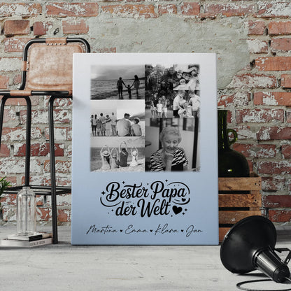 Wandbild Fotocollage 9 Fotos Schwarz-Weiß Bester Papa Der Welt personalisiertes Geschenk 4