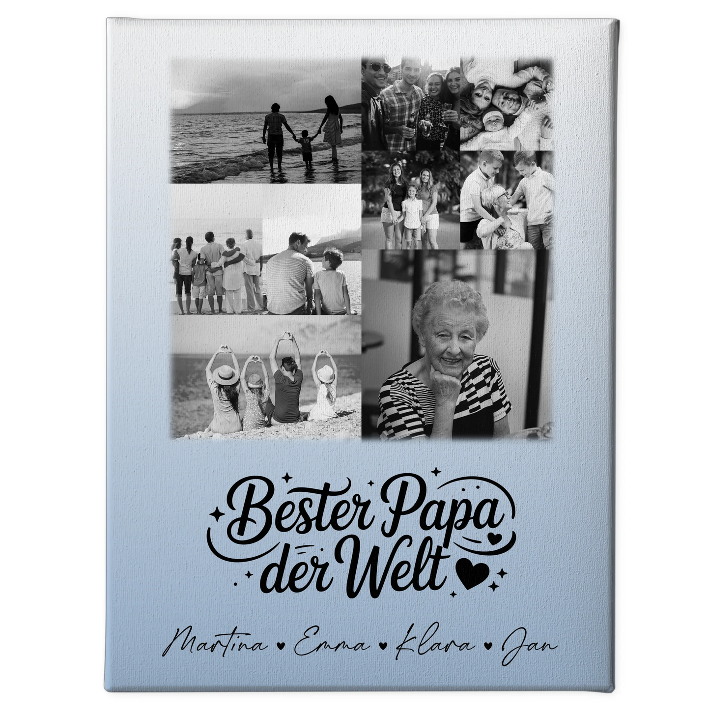 Wandbild Fotocollage 9 Fotos Schwarz-Weiß Bester Papa Der Welt personalisiertes Geschenk 1