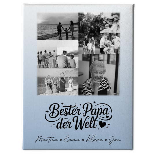 Wandbild Fotocollage 9 Fotos Schwarz-Weiß Bester Papa Der Welt personalisiertes Geschenk 1