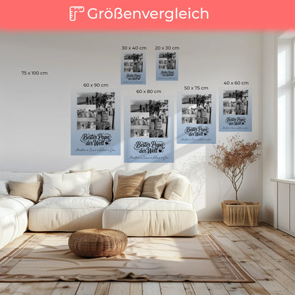 Wandbild Fotocollage 9 Fotos Schwarz-Weiß Bester Papa Der Welt personalisiertes Geschenk 6