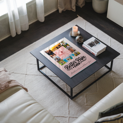 Personalisierte Acrylglas Mit Foto 10 Fotos und Karte in der Mitte Bester Papa Ever