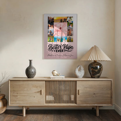 Personalisierte Acrylglas Mit Foto 10 Fotos und Karte in der Mitte Bester Papa Ever