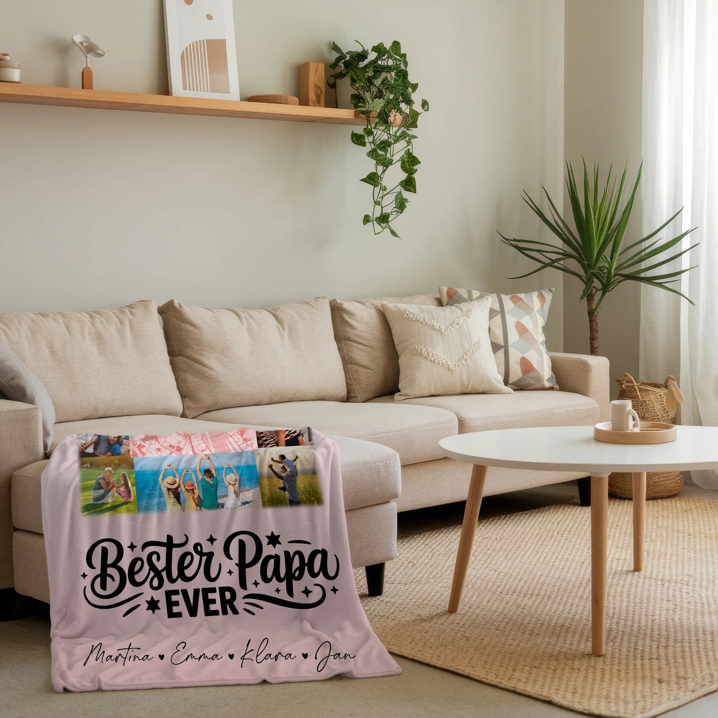 Personalisierte Decke Mann mit 10 Fotos und Karte in der Mitte Bester Papa Ever 4