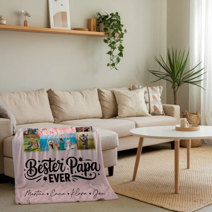 Personalisierte Decke Mann mit 10 Fotos und Karte in der Mitte Bester Papa Ever 4