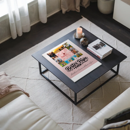 Personalisiertes Fotoboard Poster Magnetisch mit 10 Fotos und Karte in der Mitte Bester Papa Ever