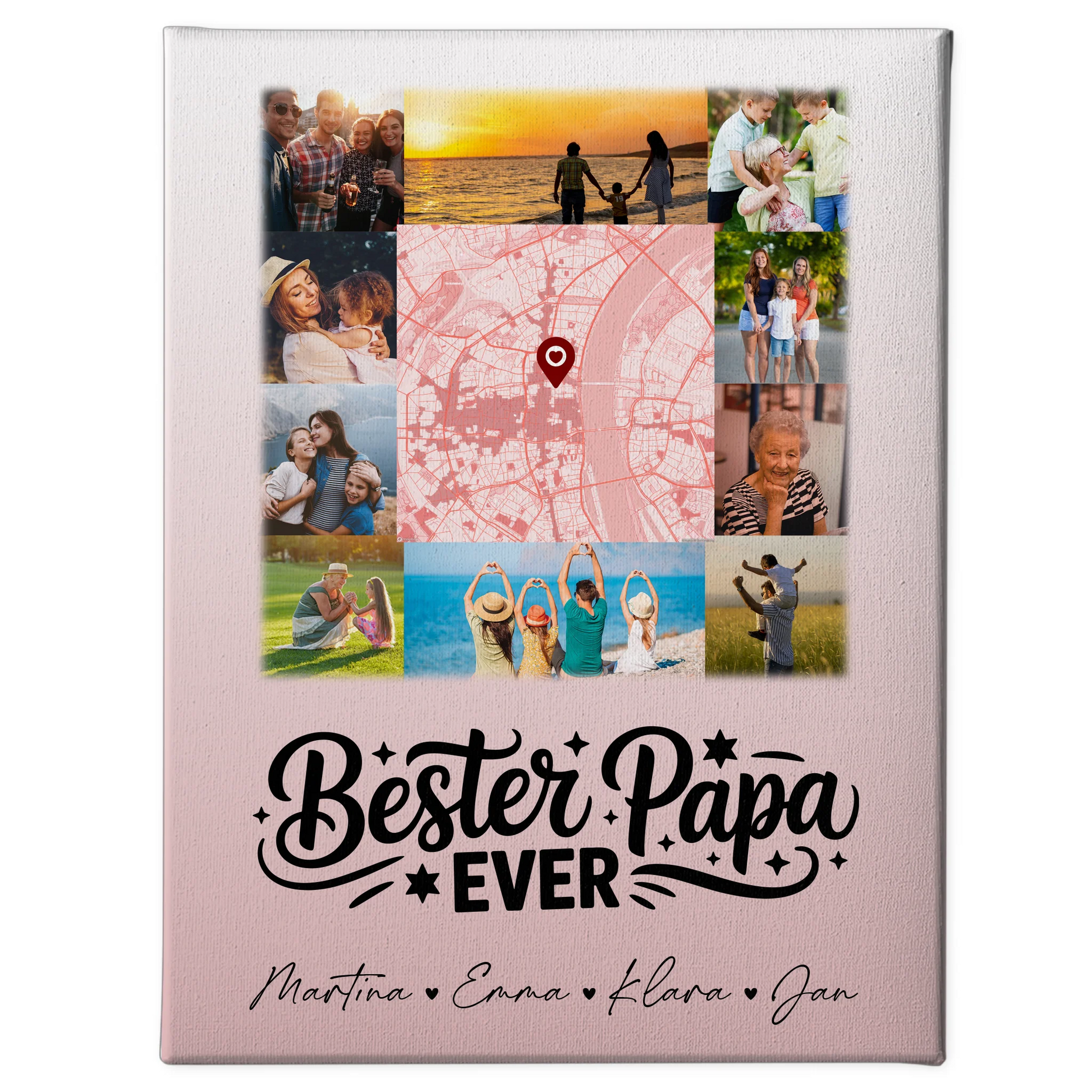 Fotocollage Großes Bild Aus Vielen Kleinen mit 10 Fotos und Karte in der Mitte Bester Papa Ever 1
