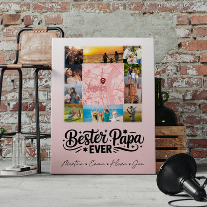 Fotocollage Großes Bild Aus Vielen Kleinen mit 10 Fotos und Karte in der Mitte Bester Papa Ever 4