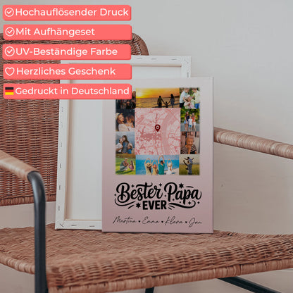 Fotocollage Großes Bild Aus Vielen Kleinen mit 10 Fotos und Karte in der Mitte Bester Papa Ever 5