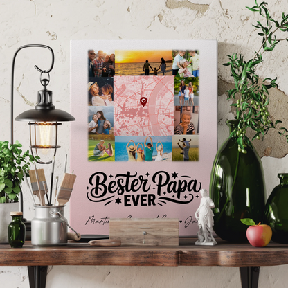 Fotocollage Großes Bild Aus Vielen Kleinen mit 10 Fotos und Karte in der Mitte Bester Papa Ever 3