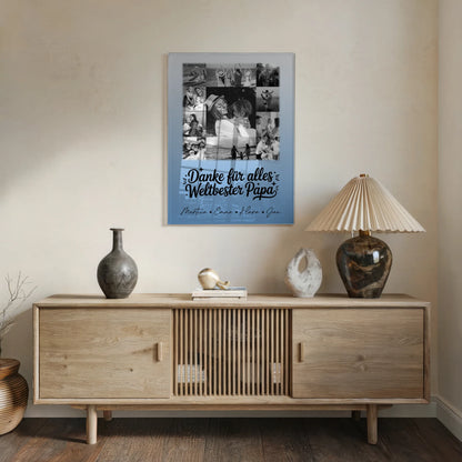 Personalisierte Geschenke mit 11 Fotos auf Foto mit Acrylglas für den besten Schwiegerpapa Danke Schwarz-Weiß