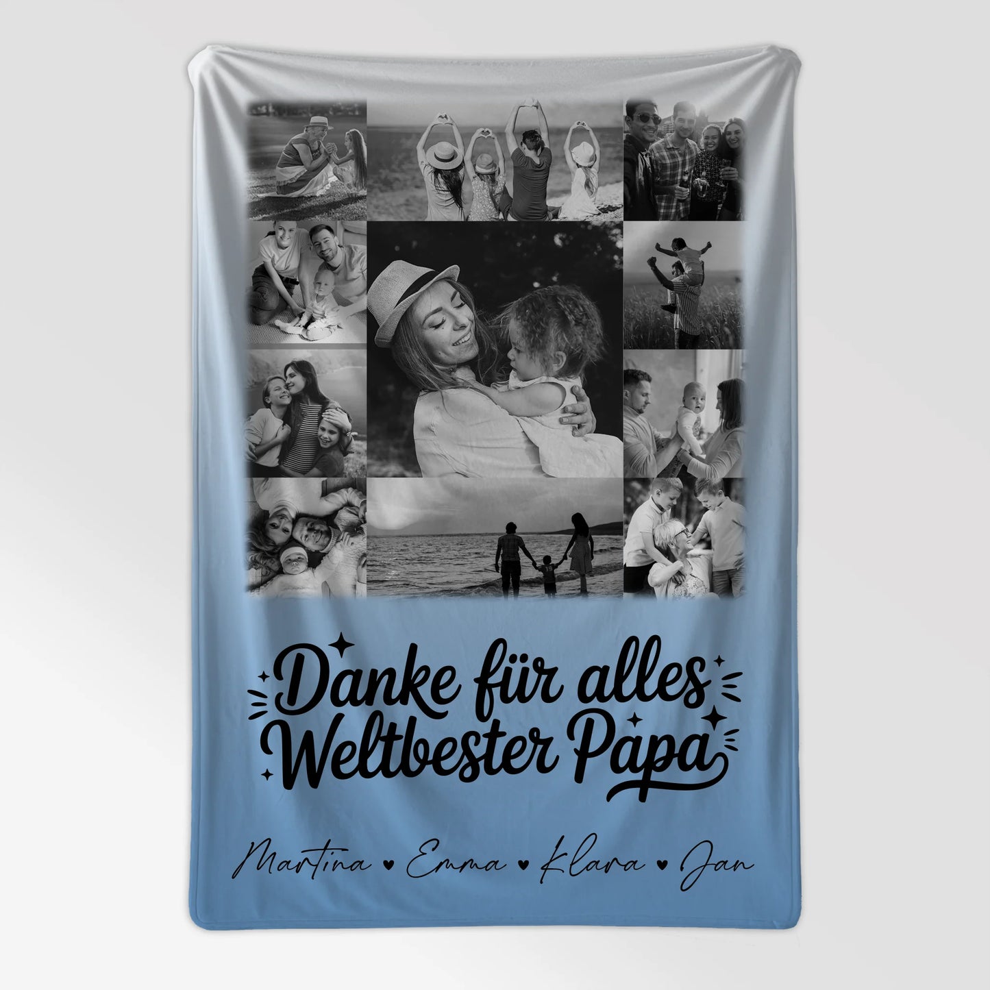 Personalisierte Decke Mann mit 11 Fotos Schwarz-Weiß Bester Schwiegerpapa Danke Geschenk 7