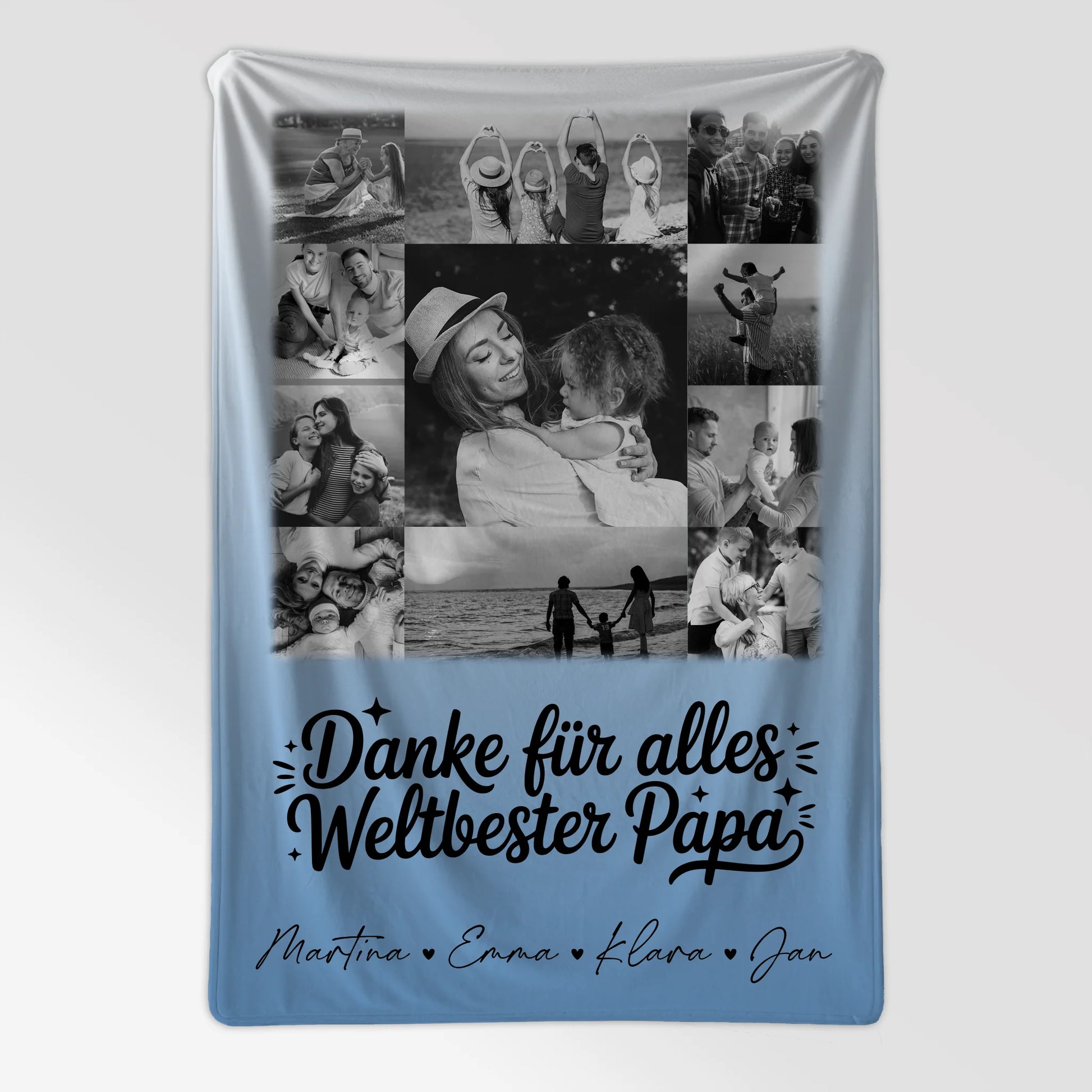Personalisierte Decke Mann mit 11 Fotos Schwarz-Weiß Bester Schwiegerpapa Danke Geschenk 7