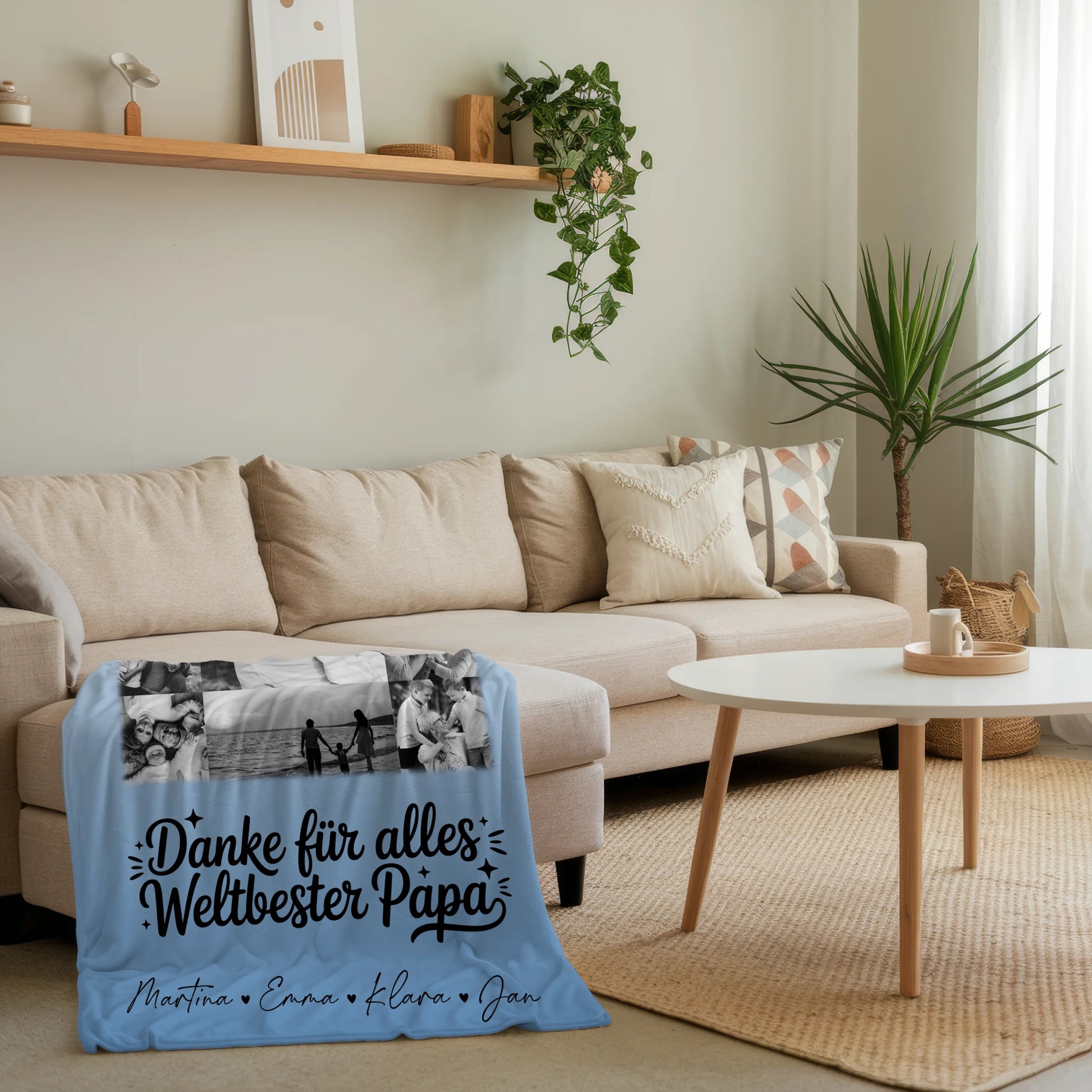 Personalisierte Decke Mann mit 11 Fotos Schwarz-Weiß Bester Schwiegerpapa Danke Geschenk 4