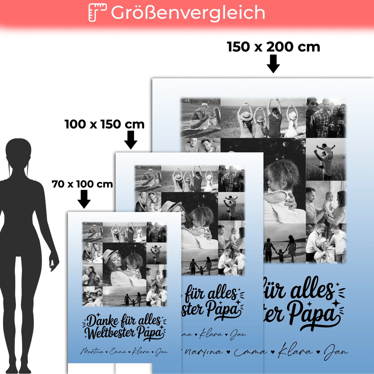 Personalisierte Decke Mann mit 11 Fotos Schwarz-Weiß Bester Schwiegerpapa Danke Geschenk 5