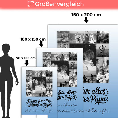 Personalisierte Decke Mann mit 11 Fotos Schwarz-Weiß Bester Schwiegerpapa Danke Geschenk 5