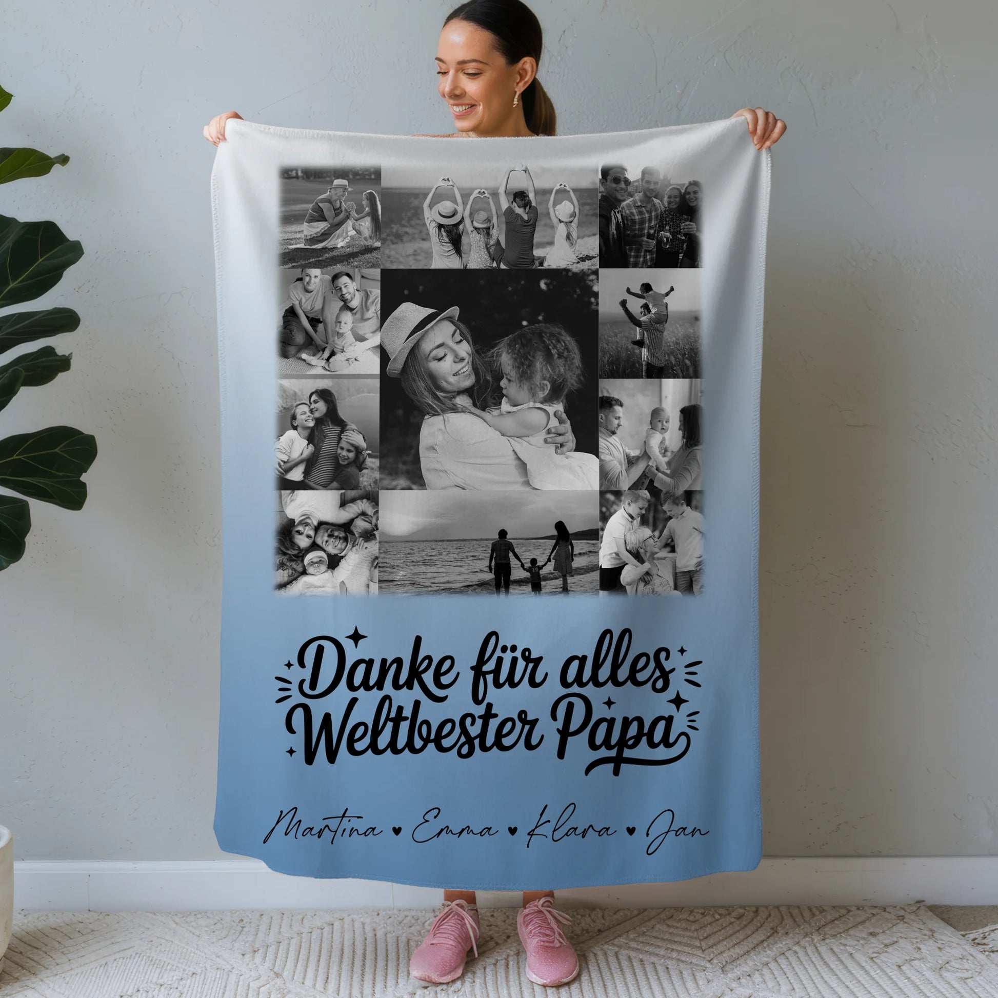 Personalisierte Decke Mann mit 11 Fotos Schwarz-Weiß Bester Schwiegerpapa Danke Geschenk 1