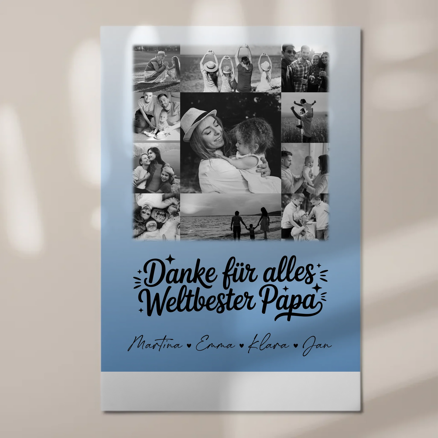 Magnetposter Fotoboard mit 11 Fotos Schwarz-Weiß Bester Schwiegerpapa Danke personalisiertes Geschenk 1