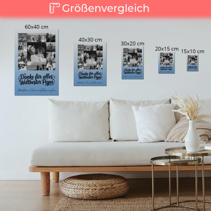 Magnetposter Fotoboard mit 11 Fotos Schwarz-Weiß Bester Schwiegerpapa Danke personalisiertes Geschenk