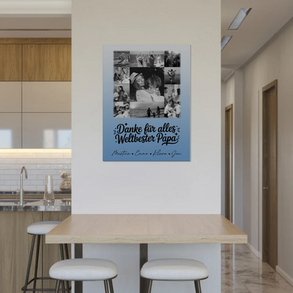 Magnetposter Fotoboard mit 11 Fotos Schwarz-Weiß Bester Schwiegerpapa Danke personalisiertes Geschenk 8