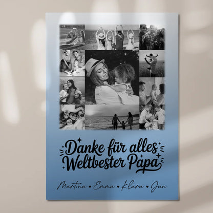 Magnetposter Fotoboard mit 11 Fotos Schwarz-Weiß Bester Schwiegerpapa Danke personalisiertes Geschenk 7