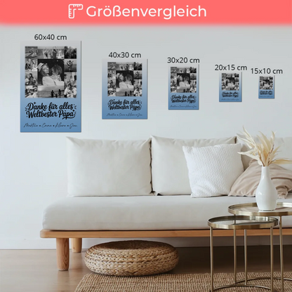 Magnetposter Fotoboard mit 11 Fotos Schwarz-Weiß Bester Schwiegerpapa Danke personalisiertes Geschenk